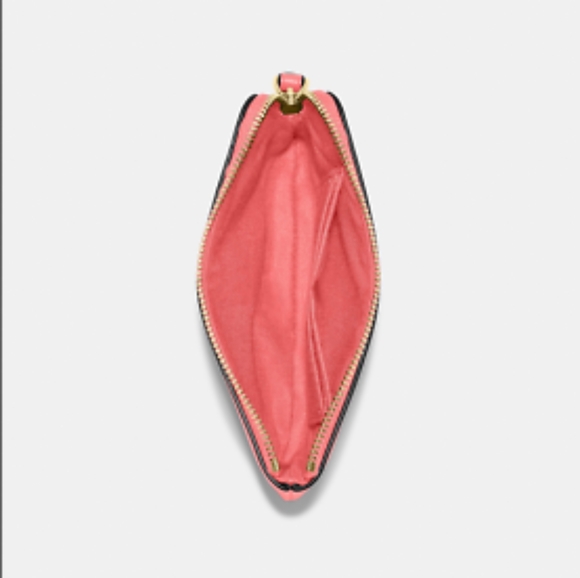 😺COACH Wristlet Corner Zip with Mini Vintage Rose Print in Gold/Pink Lemonade - Picture 9 of 15